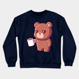 Cute brown bear drinking coffee Crewneck Sweatshirt